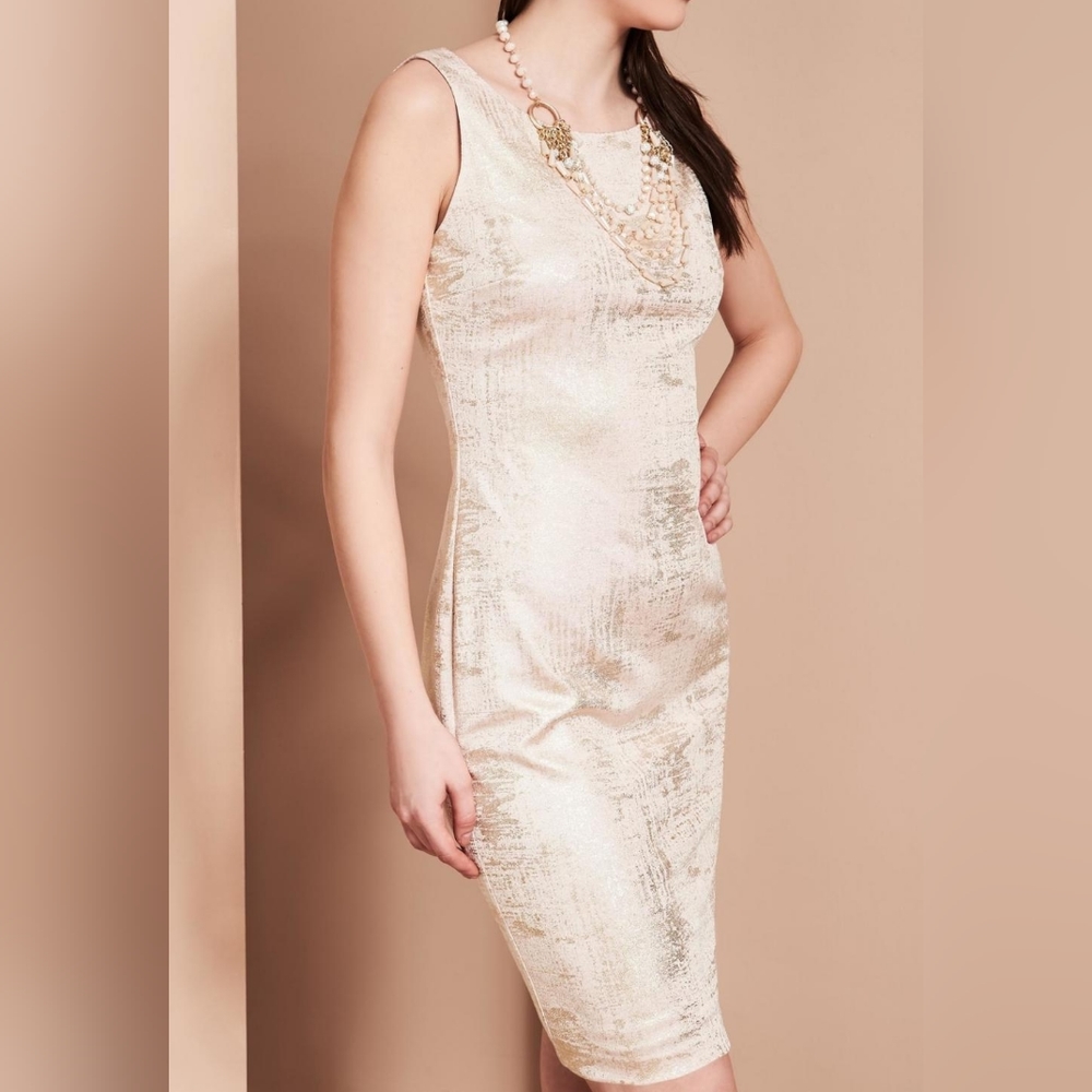 Frank Lyman Cocktail Dress Size 12 NWT Peach and Gold Shimmer